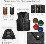 Custom leather vest design layout with color and style options