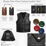 Custom leather vest design layout with color and style options