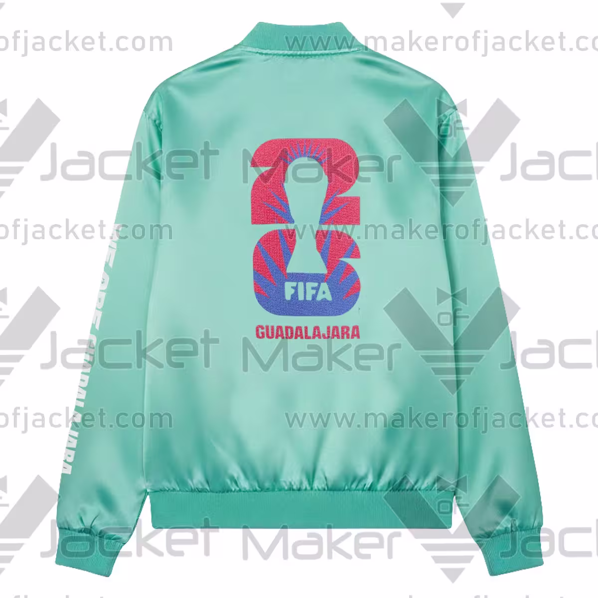 FIFA World Cup 2026 Guadalajara Green Satin Jacket Back