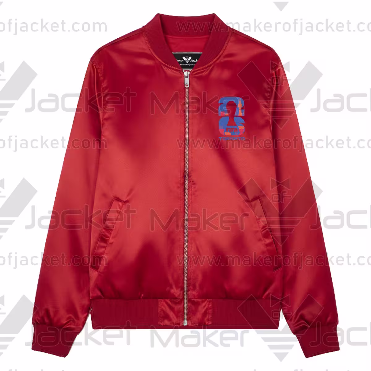 FIFA World Cup 2026 Toronto Red Satin Jacket Front