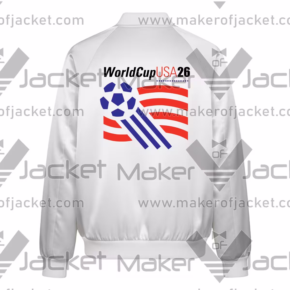 FIFA World Cup 2026 USA White Satin Jacket Back