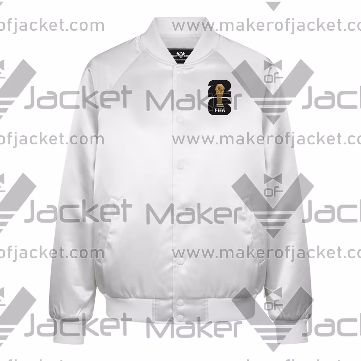 FIFA World Cup 2026 USA White Satin Jacket Front