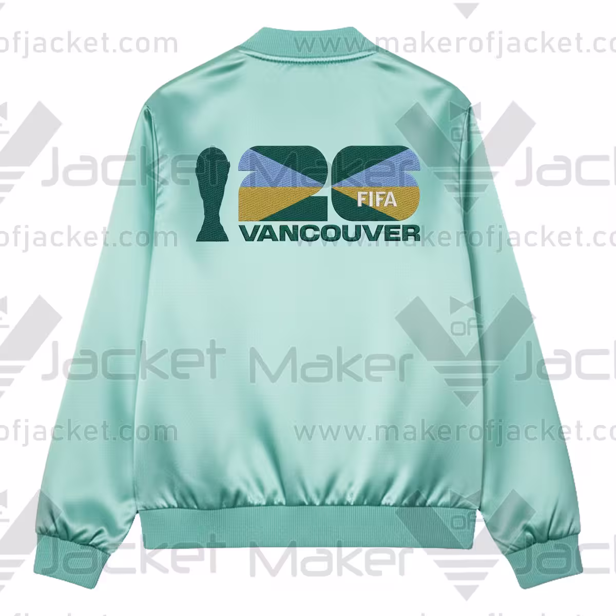 FIFA World Cup 2026 Vancouver Green Satin Jacket Back