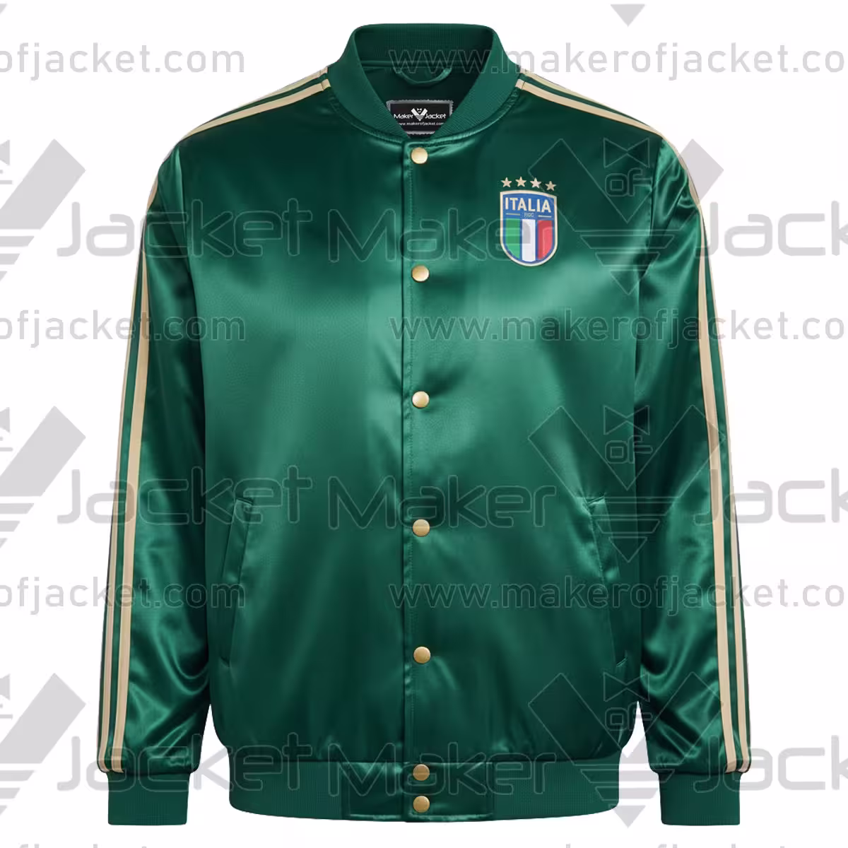 Italy FIFA World Cup 2026 Green Satin Jacket Front