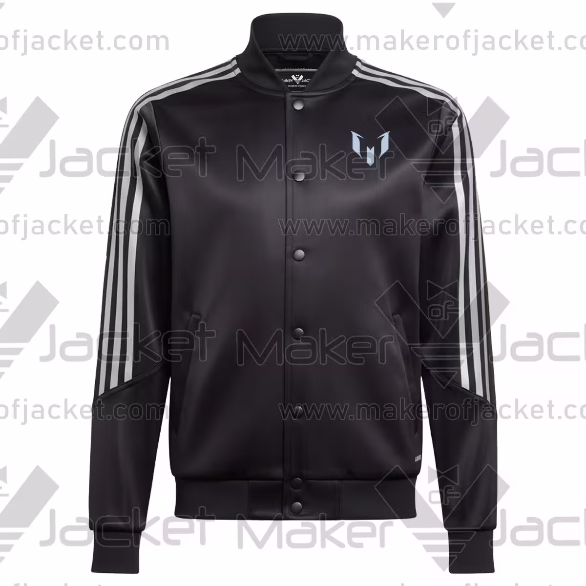 Lionel Messi FIFA World Cup 2026 Black Satin Jacket Front