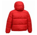 Red puffer jacket with hood