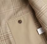 Trench coat inner lining pocket close-up plaid lining