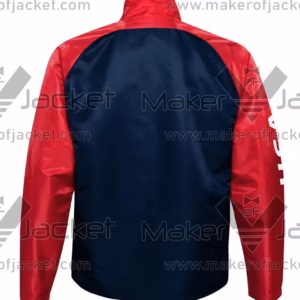 USA FIFA World Cup 2026 Training Satin Jacket back in blue with open hem cuffs and waistband.