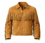 front view of Fringe Suede Jacket