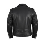 leather biker jacket back plain panel view