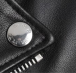 leather jacket snap button and zipper close-up