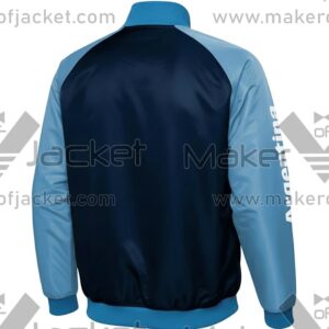 Argentina FIFA World Cup 2026 Full Snap Satin Jacket Back view with argentina Spelling on right sleeve.
