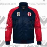 England FIFA World Cup 2026 Full Snap Satin Jacket front view with england and FIFA 26 logos.