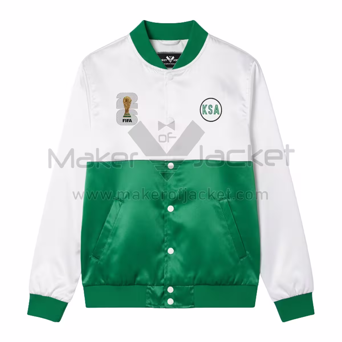 FIFA World Cup 2026 Saudi Arabia Satin Jacket Front