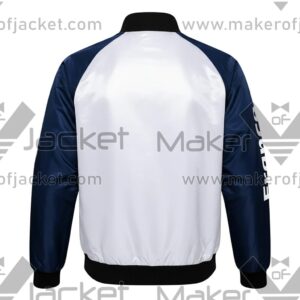 France FIFA World Cup 2026 Full Snap Satin Jacket Back view with France Spelling on right sleeve.