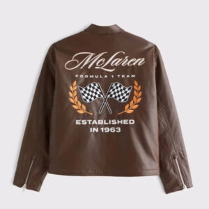McLaren F1 1963 Motorsport Racing Brown Leather Jacket