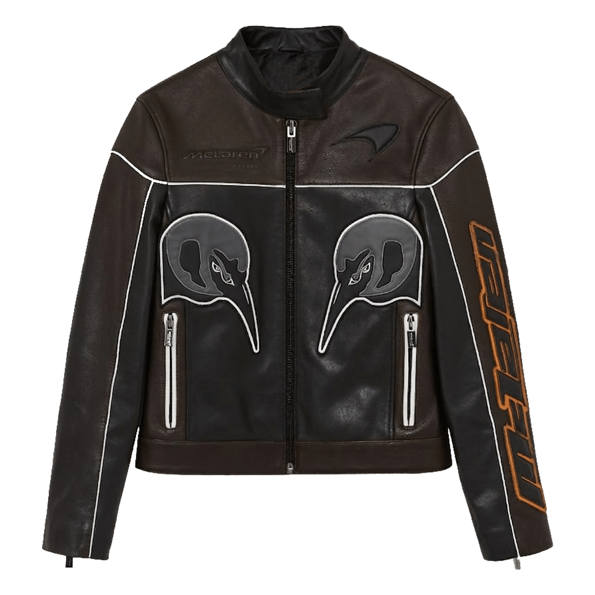 McLaren F1 Black Brown Champion Biker Leather Jacket Front McLaren F1 Black Brown Champion Biker Leather Jacket Front