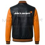 McLaren F1 Black Orange Bomber Leather Jacket Back