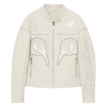 McLaren F1 Off White Champion Biker Leather Jacket Front