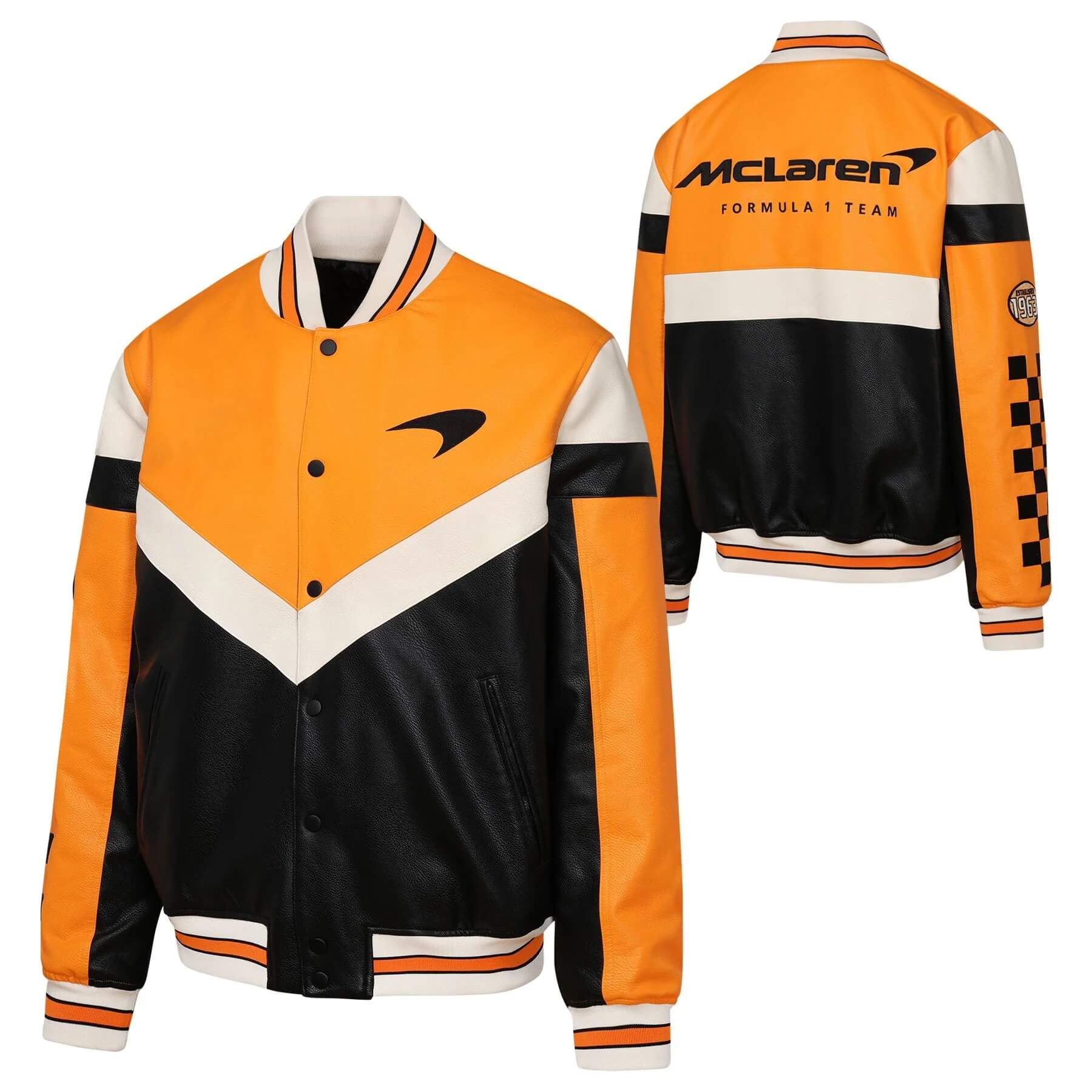 McLaren Racing F1 Turbo Charged Orange Leather Jacket McLaren Racing F1 Turbo Charged Orange Leather Jacket