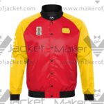Spain FIFA World Cup 2026 Full Snap Satin Jacket front view with spain and FIFA 26 logos.