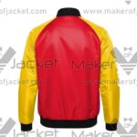 Spain FIFA World Cup 2026 Full Snap Satin Jacket Back view with spain Spelling on right sleeve.