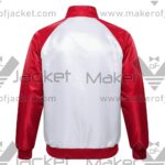 Switzerland FIFA World Cup 2026 Full Snap Satin Jacket Back view with Switzerland Spelling on right sleeve.