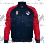 USA FIFA World Cup 2026 Full Snap Satin Jacket front view with usa and FIFA 26 logos.