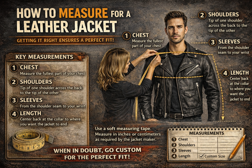 Leather jacket measurement guide