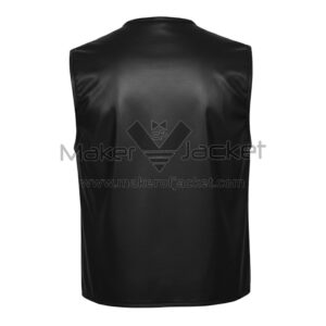 Aladdin Superhero Cosplay Black Leather Vest back view in purple cotton fabric inspired by Aladdin cosplay outfit