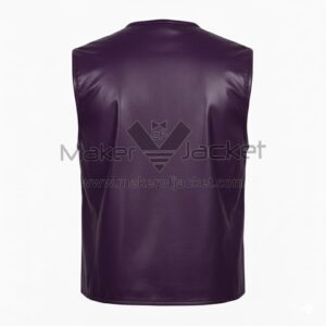 Aladdin Superhero Cosplay Purple Leather Vest back view in purple cotton fabric inspired by Aladdin cosplay outfit