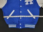 MLB LA Dodgers women varsity jacket front view of Waist measurement.