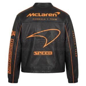 McLaren F1 Team Technical Logo Black Leather Jacket Back