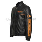 McLaren F1 Team Technical Logo Black Leather Jacket Left Sleeve