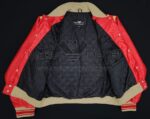 Ralph Lauren Polo Ball red satin jacket Inside view Of Inner Mobile Pockets.