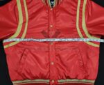 Ralph Lauren Polo Ball red satin jacket front view of Chest measurement.