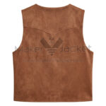 Vintage Brown Suede Western Fringe Vest Back