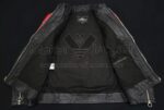 Inside View of Corvette C8 Block Leather Jacket Featuring Black Cotton Lining.