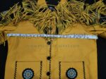 Chest measurement of Western Cowboy Fringe Leather Jacket showing 54.5 inches size fit for Double Extra Large.