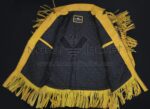 Western Cowboy Fringe Leather Jacket interior view with black quilted lining for comfort and warmth