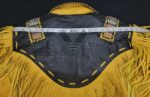 Shoulder measurement of Western Cowboy Fringe Leather Jacket showing 20.5 inches structured fit.