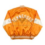 Back View Of Tennessee Volunteers Satin Jacket featuring bold TENNESSEE spellout in orange and white.