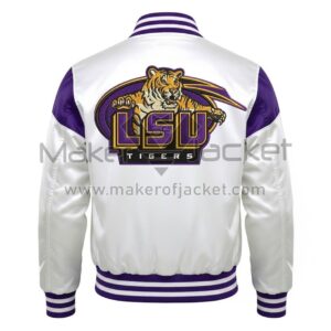 Back View Of LSU Tigers Secondary Logo Jacket Featuring large LSU TIGERS logo.