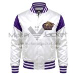 Front View Of LSU Tigers Secondary Logo Jacket Featuring chest logo and snap-button Closure.