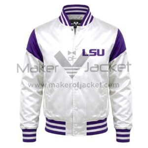 Front View Of LSU Tigers Primary Logo Jacket Featuring LSU Chest Logo.