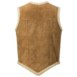 Back View Of Faux Fur Lined Suede Vest Featuring Premium Suede Leather.