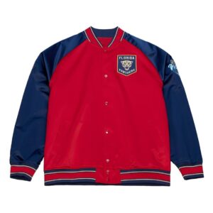 Front View Of Florida Panthers Winter Classic Jacket Featuring FLORIDA PANTHERS Patch on chest and winter classic logo on left arm.