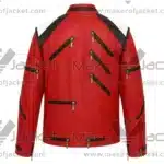 back View Of Michael Jackson Beat It Jacket Featuring bold red, black, and white design.