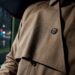 Trench coat storm flap shedding rain