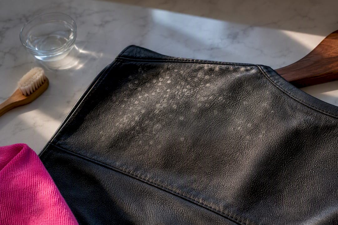 Close leather surface showing suspected mold